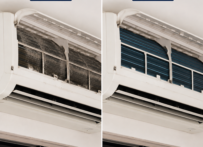 AC unit before and after repair