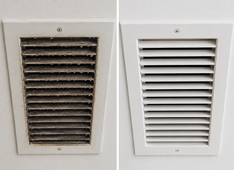 Before and after professional air duct cleaning results