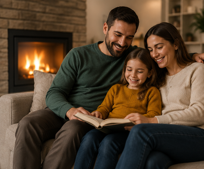 Family enjoying reliable indoor warmth from a well-maintained furnace