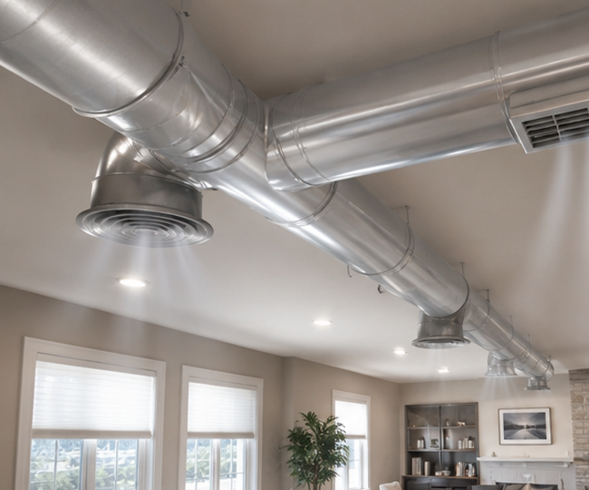 Clean sealed duct system delivering balanced airflow inside home
